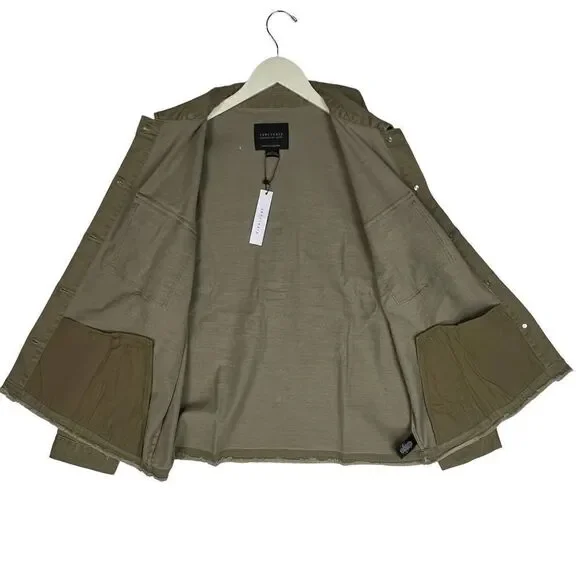 New Sanctuary Los Angeles Men Military Green Olive Utility Shirt Jacket US XL